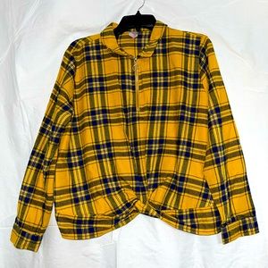 Crop Top Plaid Long Sleeve Shirt
